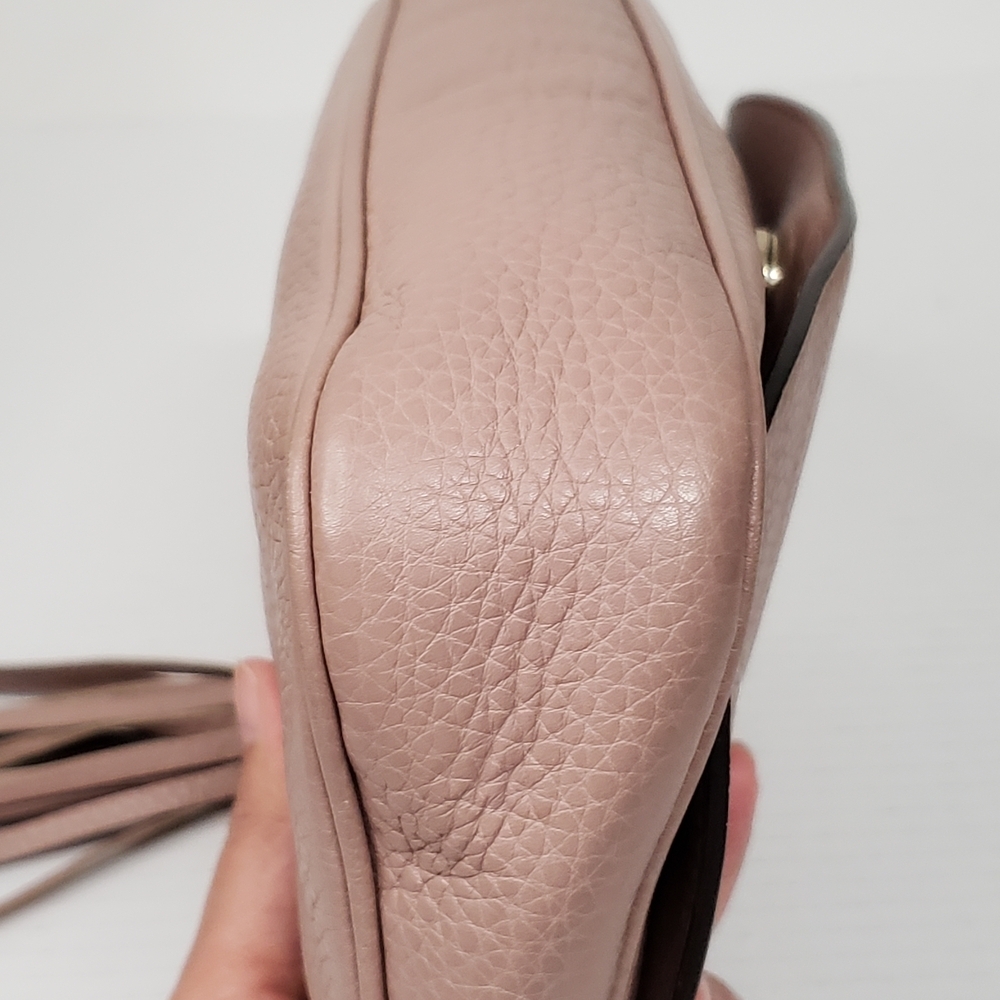 Authentic Gucci Soho Disco Pink Leather GG Tassel Chain Crossbody Bag Luxury - Picture 9 of 16